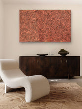 Load image into Gallery viewer, Modern interior with a white lounge chair, dark wooden sideboard, and abstract wall art by renowned artist George Hairbrush
