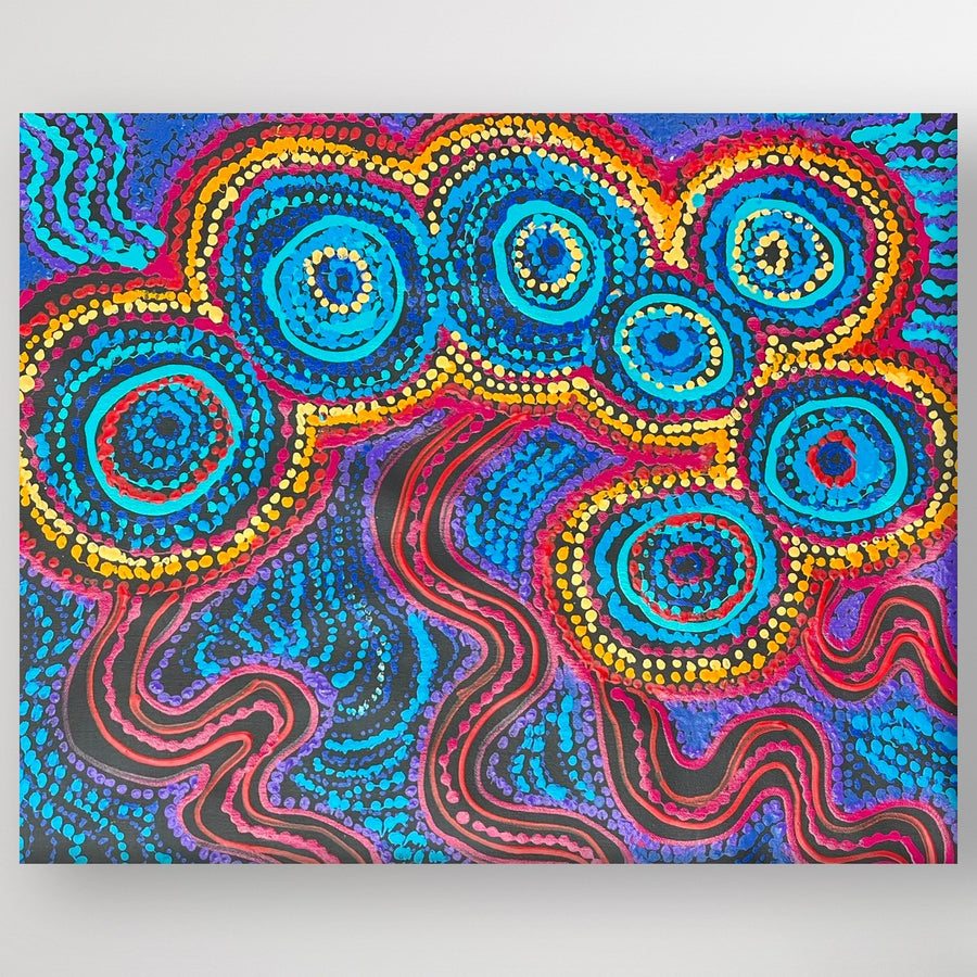 "Seven Sisters" original Aboriginal painting by Rhoda Tjitayi, 54cm x 44cm - authentic Indigenous Australian artwork