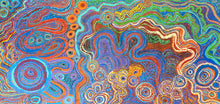 Load image into Gallery viewer, "Piltati Tjukurpa" Aboriginal art by Rhoda Tjitayi - close-up detail, 180cm x 86cm
