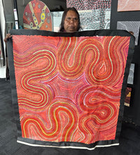 Load image into Gallery viewer, Close up texture of Aboriginal artwork depicting red sand dunes in Central Australia
