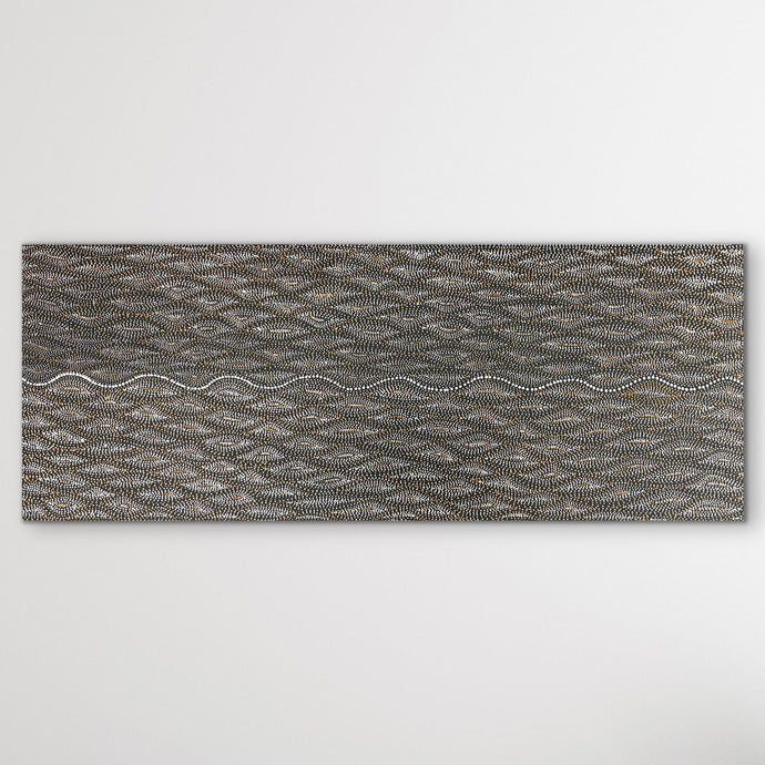 Seed Dreaming Aboriginal painting by Marshall Jangala Robertson 180cm x 70cm, large Indigenous dot art seed dreaming