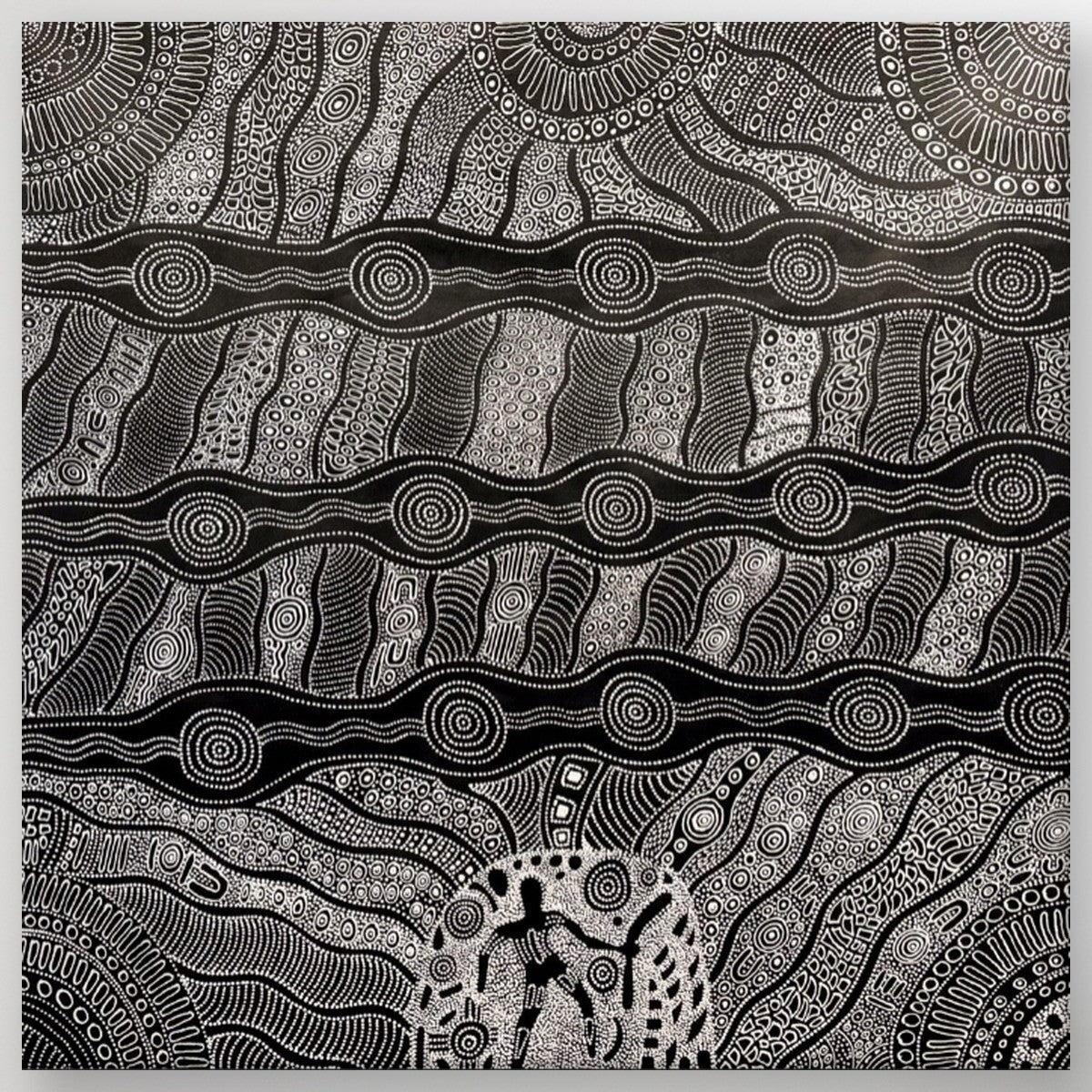 "Spirit Man" original Aboriginal painting by Stephen Martin Pitjara, 100cm x 100cm - authentic Indigenous Australian artwork