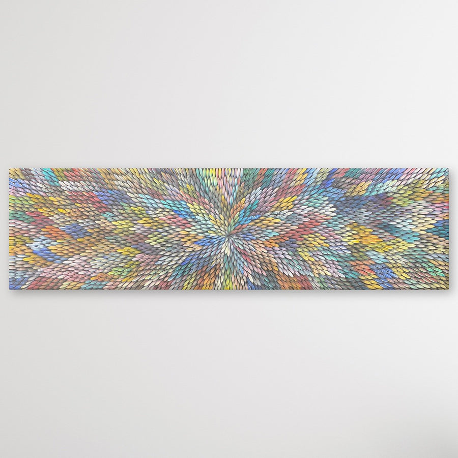 "Medicine Leaves" original Aboriginal painting by Tansy Martin, 197cm x 56cm - authentic Indigenous Australian artwork