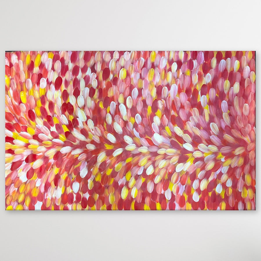 "Medicine Leaves" original Aboriginal painting by Tanya Bird Mpetyane, 198cm x 128cm - authentic Indigenous Australian artwork