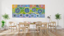 Load image into Gallery viewer, "Seven Sisters Dreaming" by Tanya Brady in contemporary interior setting - authentic Indigenous Australian artwork, 199cm x 78cm
