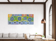 Load image into Gallery viewer, "Seven Sisters Dreaming" by Tanya Brady displayed in modern living room - original Aboriginal painting, 199cm x 78cm
