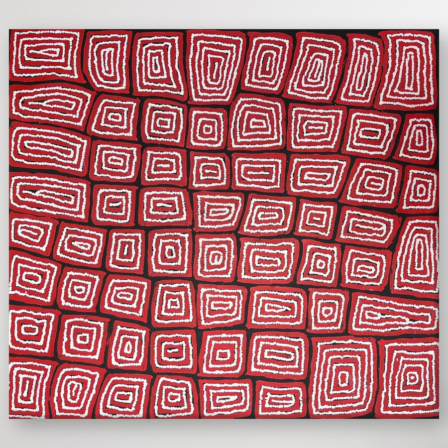 "Tingari" original Aboriginal painting by Thomas Tjapaltjarri, 96cm x 87cm - authentic Indigenous Australian artwork