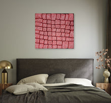 Load image into Gallery viewer, "Tingari" by Thomas Tjapaltjarri displayed in modern living room - original Aboriginal painting, 96cm x 87cm
