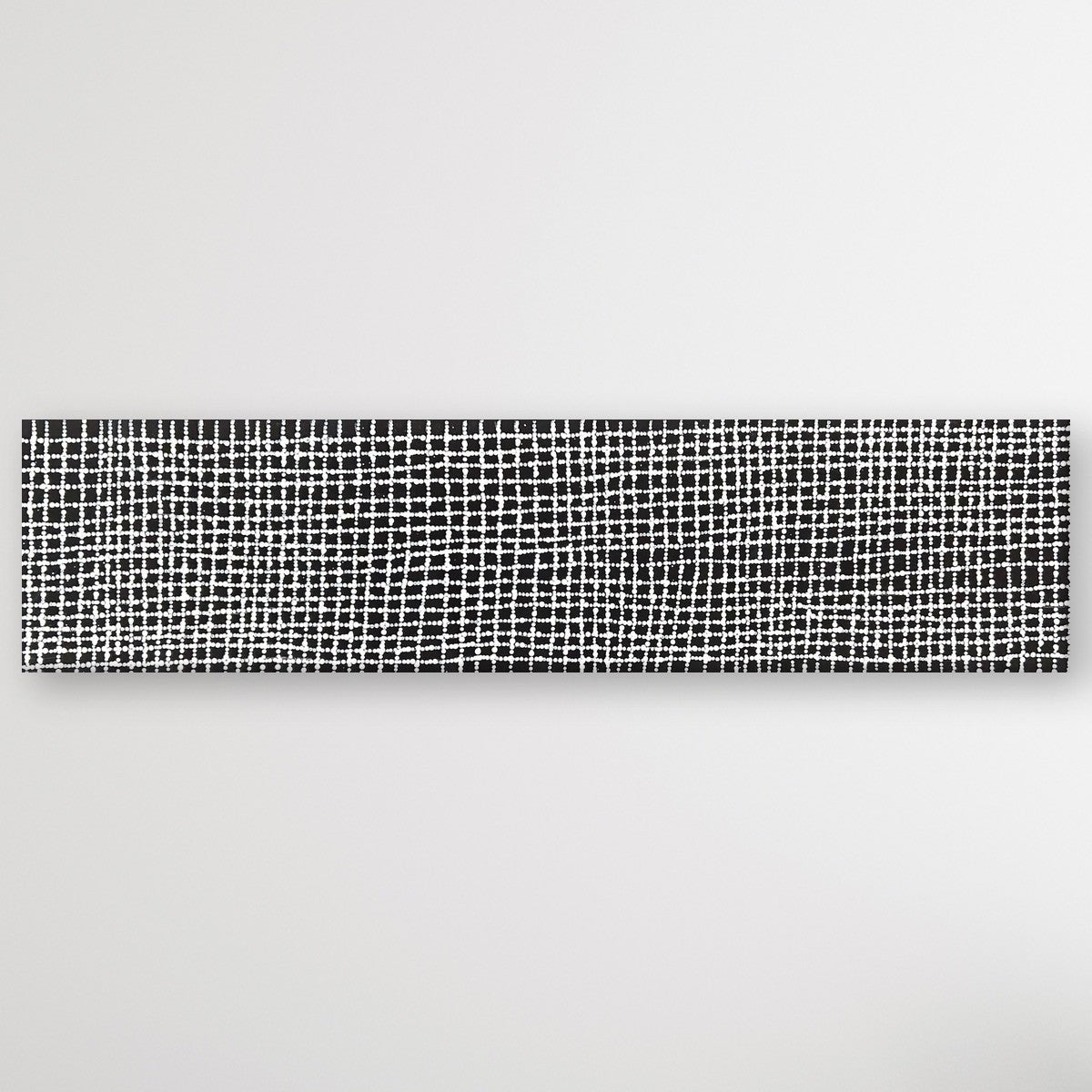 "Mina Mina Jukurrpa" Valda Napangardi Granites 120cm x 29cm painting displayed on a wall