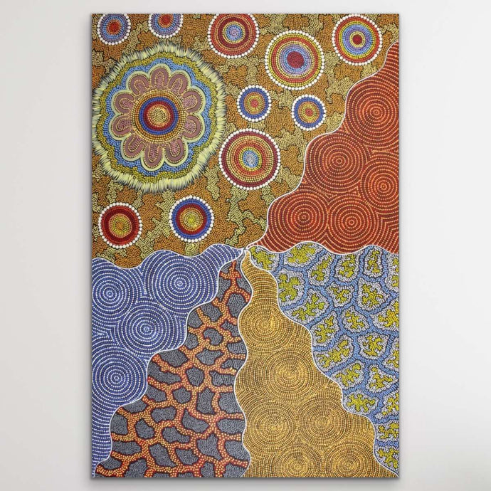 Women Hunting Story by Julieanne Nungarrayi Turner – Aboriginal Warlpiri dot painting on canvas print