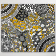 Load image into Gallery viewer, "Women's Ceremony" Aboriginal art by Alvira Bird Mpetyane - close-up detail, 106cm x 95cm
