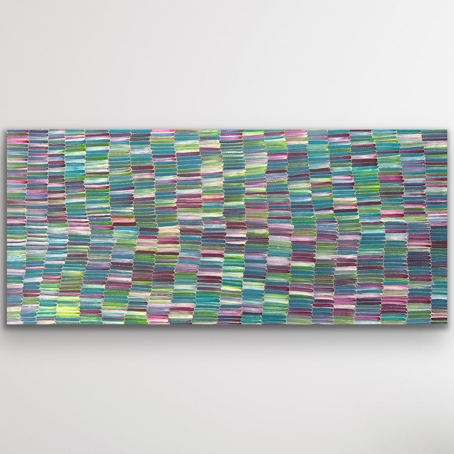 Yam Dreaming painting by Jeannie Mills Pwerle 198cm x 89cm original Aboriginal artwork