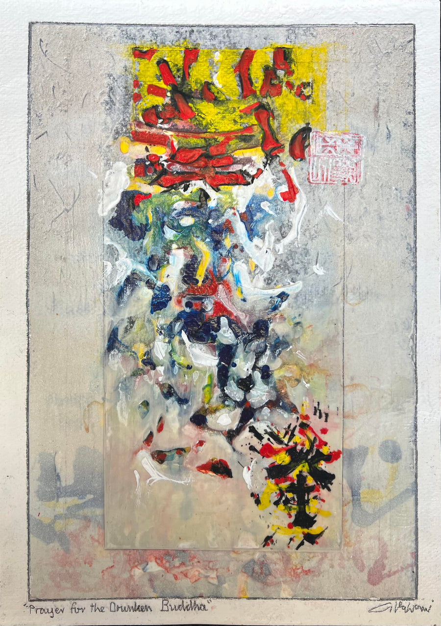 "Prayer for the Drunken Buddha" original Aboriginal painting by Original painting by Thomas Gleghorn - authentic Indigenous Australian artwork
